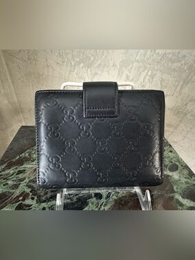 Gucci Black Embossed Leather Notebook Wallet